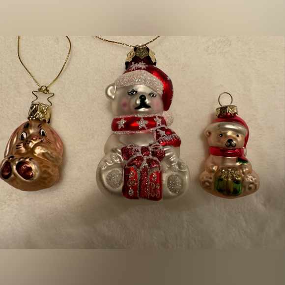 Other - NWOT Vintage 3 Dogs Christmas Ornaments